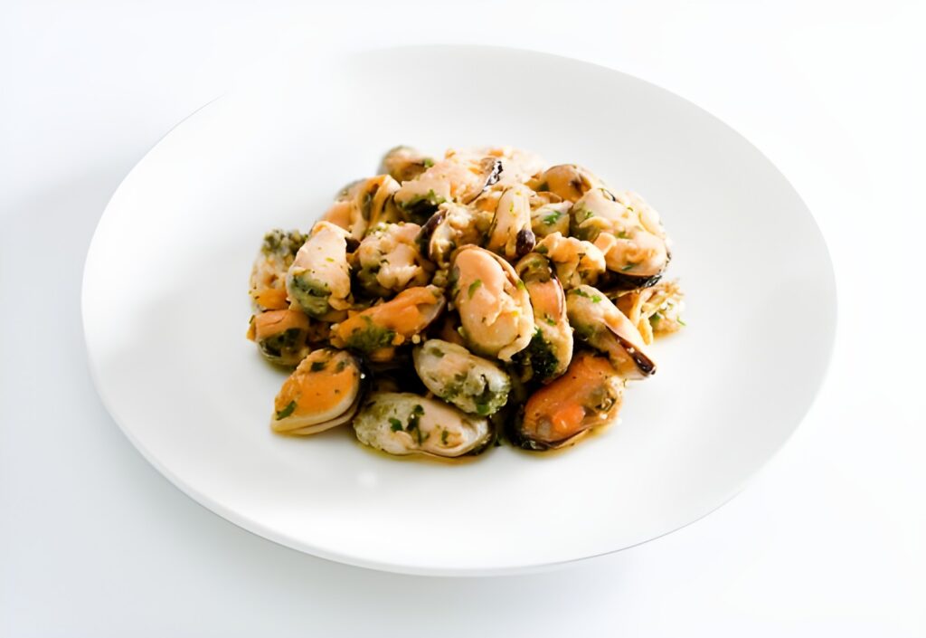 Pittige gegratineerde mosselen met knoflook
