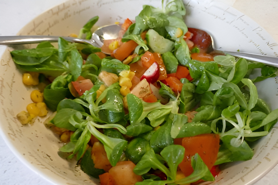 Knapperige, kleurige zomersalade......