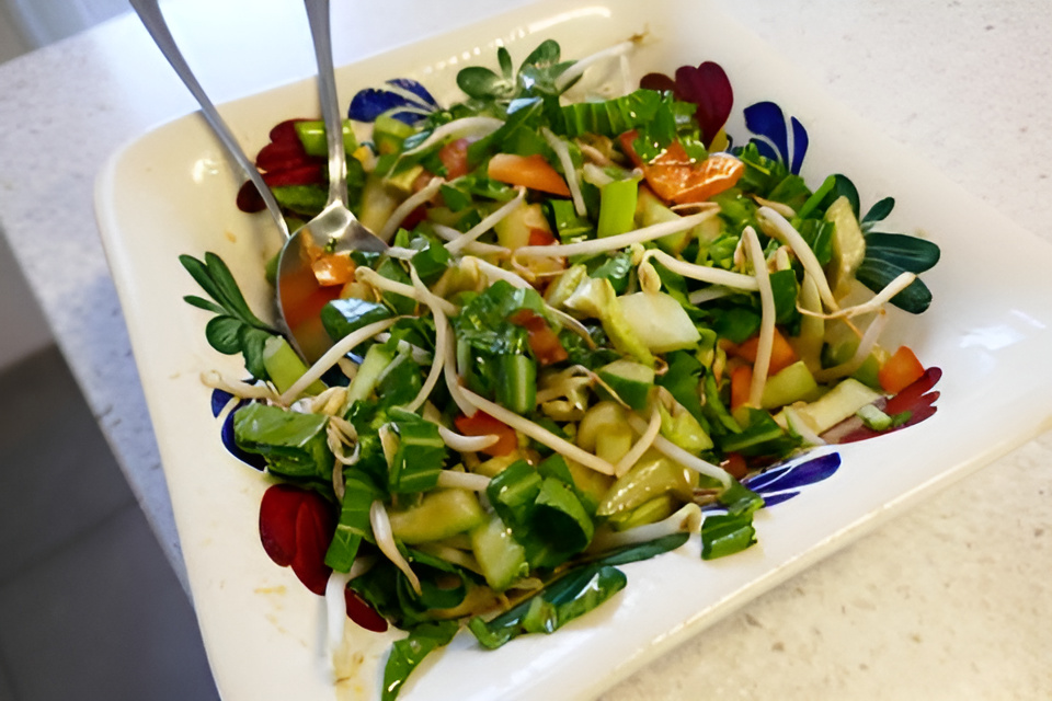 Knapperige Oosterse paksoi salade