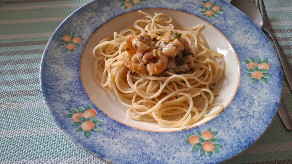 Linguine met garnalen in een heerlijke chili-roomsaus