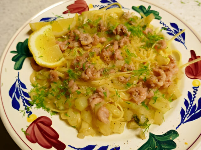 Linguine met venkel en Hollandse garnaaltjes….