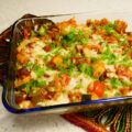 Malse kip ovenschotel met chorizo, kaas, groente en rijst……