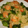 Oosters gekruide broccoli met grote garnalen