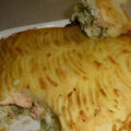 Ovenschotel met winterprei zalm en Boursin .