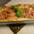P. G Vegetarische rode bietenlasagne met ricotta, appel en walnoot.