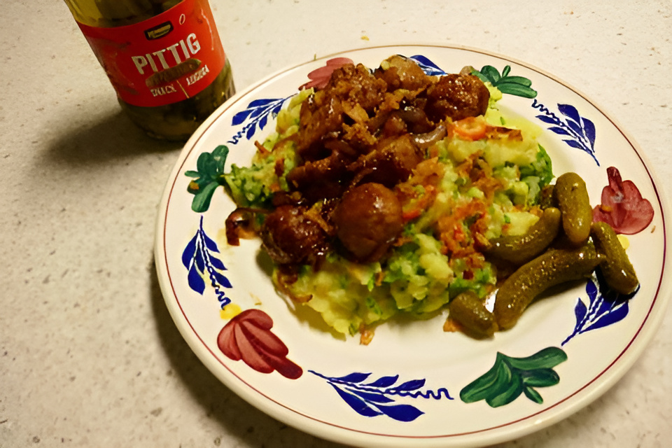 Paksoi - stamppot met vega ketjapballetjes....