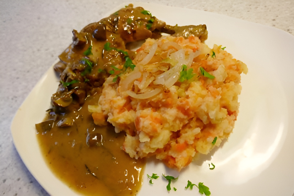 Pastinaak-winterpeenpuree met ui.
