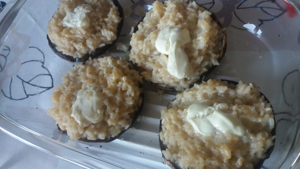 Portobello gevuld met romige risotto