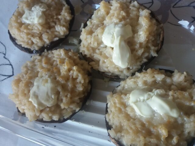 Portobello gevuld met romige risotto