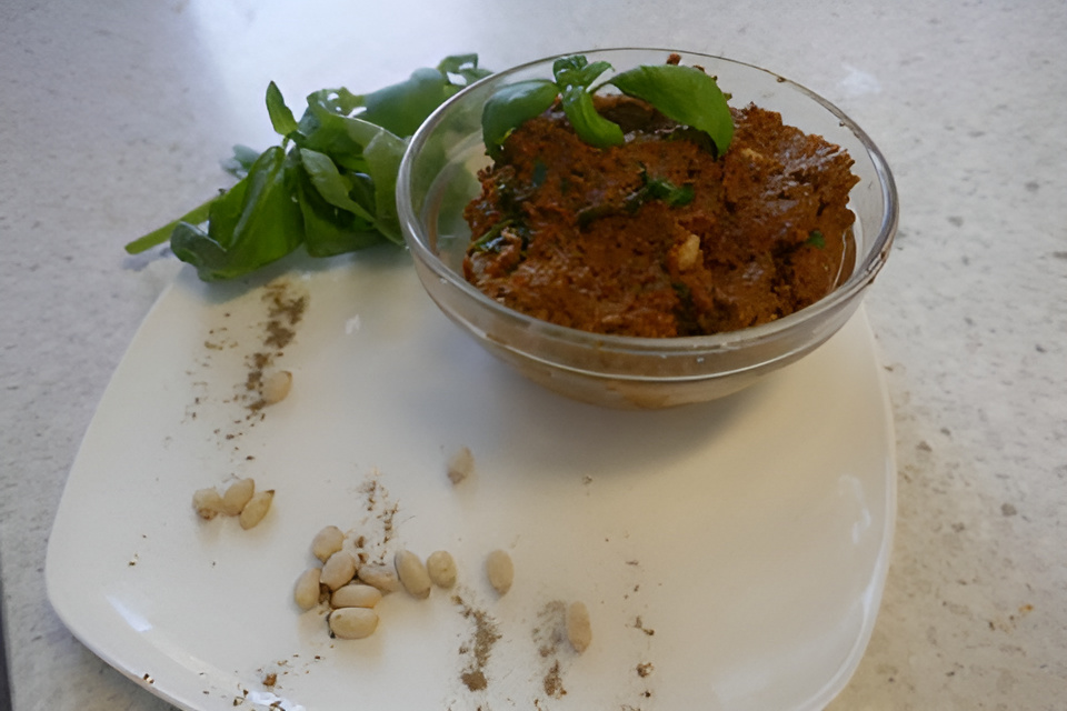 Rode pesto even zelf maken...