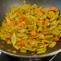 Smakelijk, gestoofde snijboontjes met knoflook en tomaat……