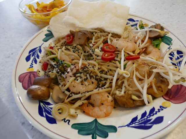 Snelle wok met garnalen en Pittige Paddenstoelenmix…..