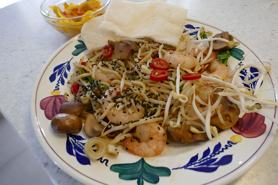Snelle wok met garnalen en Pittige Paddenstoelenmix.....