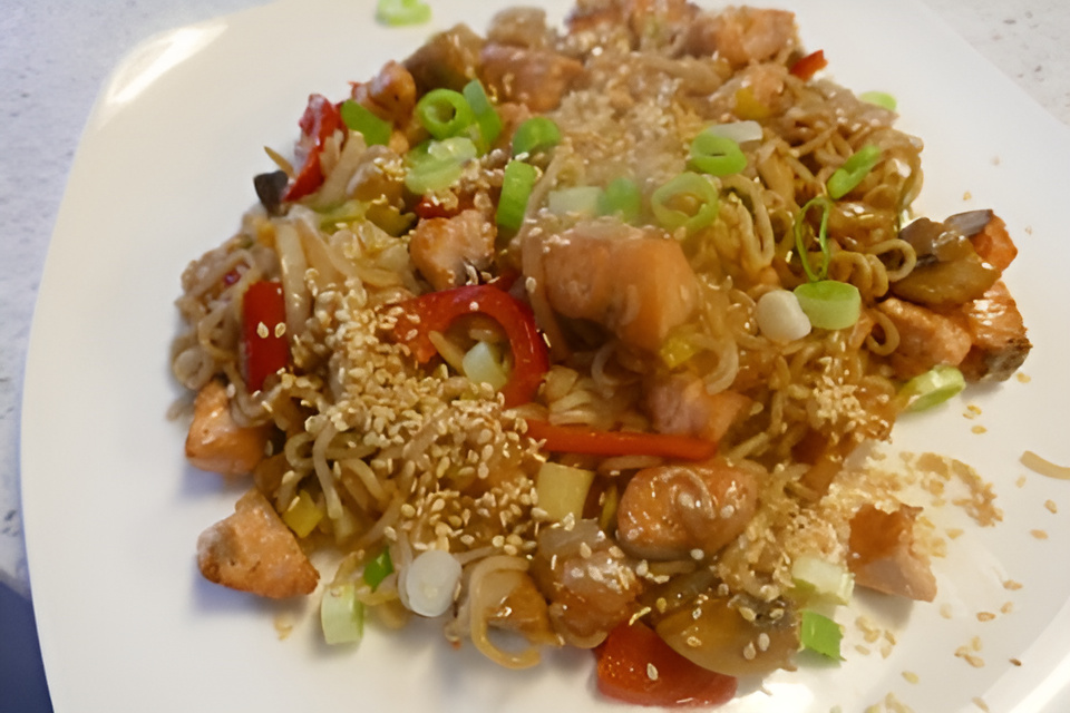 Snelle Zalm Teriyaki uit de Wok.....