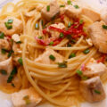 Spaghetti met verse zalm en een zalige gruyère roomsaus.