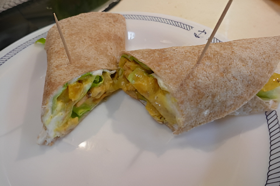 Super Snelle Gerookte Kip - Kerrie Wrap Met Perzik.....