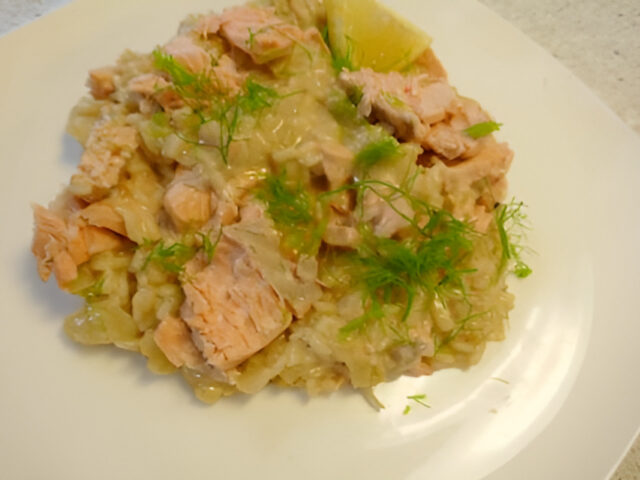 Venkel – Risotto met verse zalmvlokken