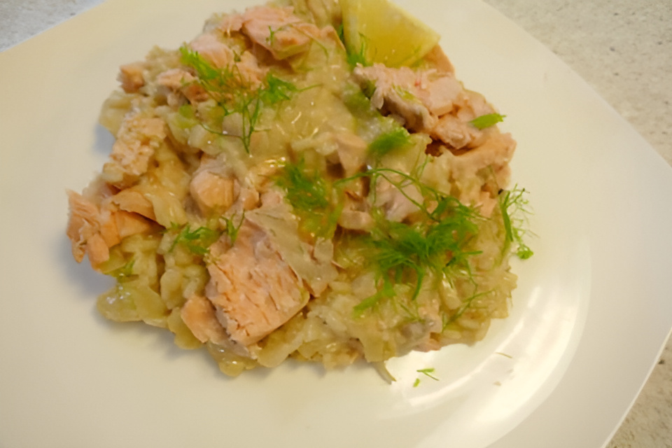 Venkel – Risotto met verse zalmvlokken