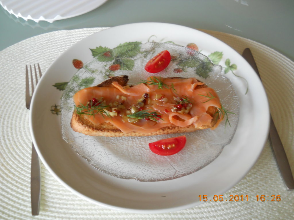 Gerookte zalm met Cognacdressing